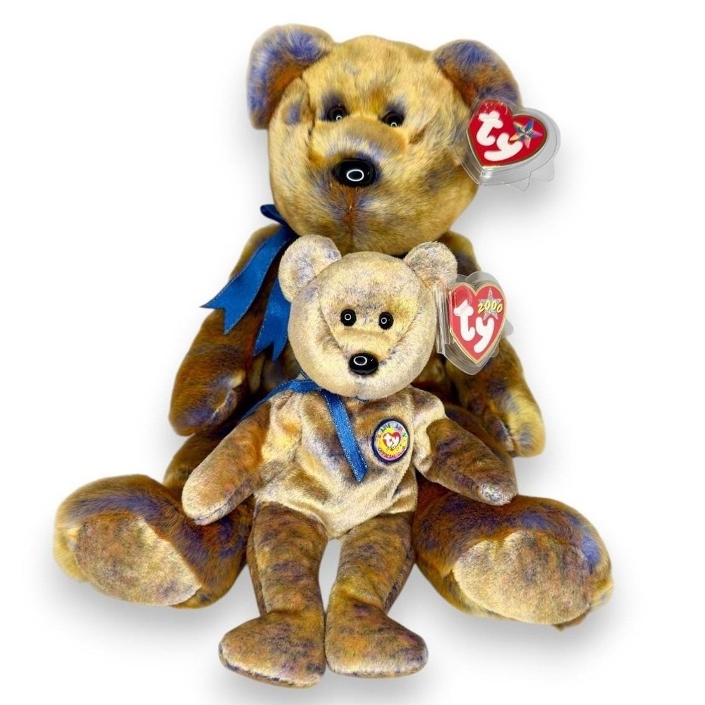 Clubby III Bear Baby & Buddy | Heritage Keepsake | Mint Heart Tags TY Duo